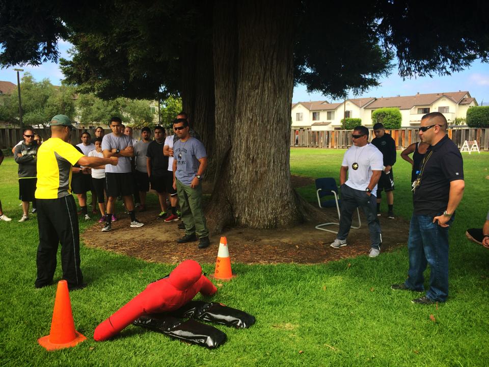 Group of participants outside engaging in activities